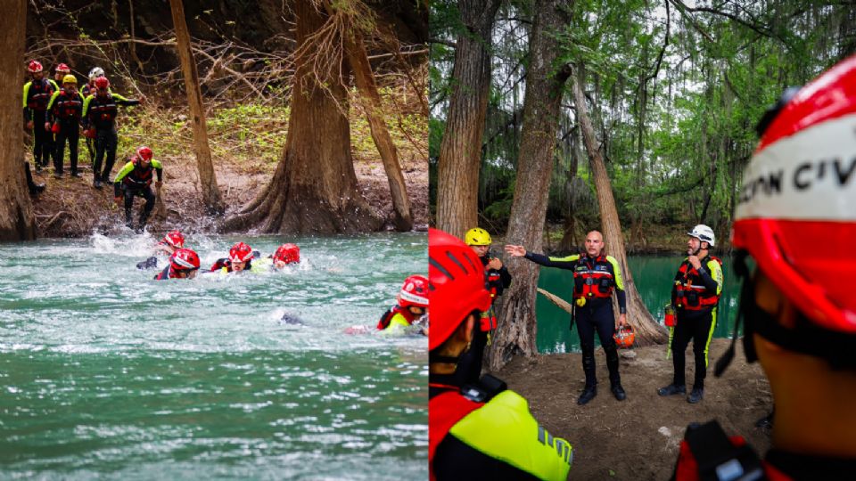 Protección Civil de Monterrey capacita a elementos en el río Ramos.