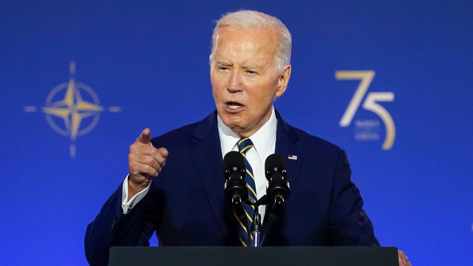 Joe Biden en el evento de la OTAN por sus 75 años en Washington.