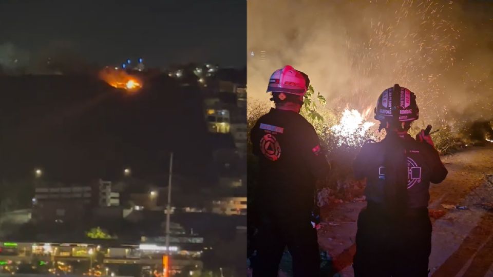 Luchan contra incendio en la Loma Larga, por el lado de San Pedro.