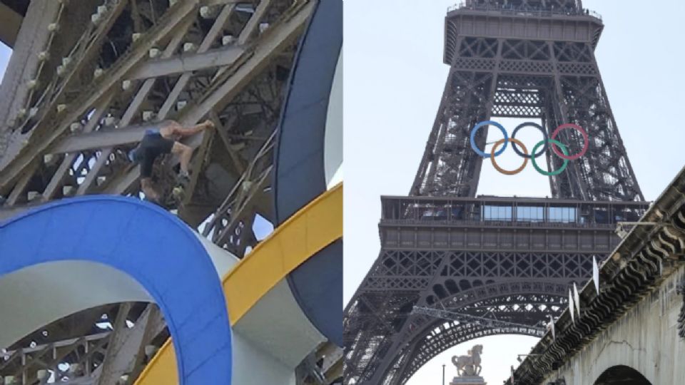 Arrestan a hombre que escalaba la torre Eiffel antes de la clausura olímpica.