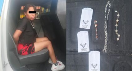 Detienen a mujer por robar joyería en el centro de Monterrey