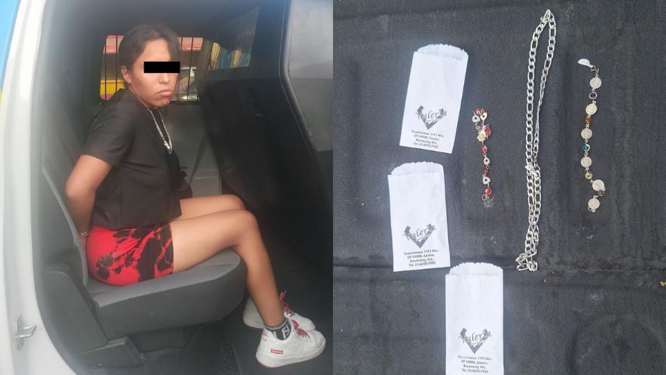 Mujer detenida por robo de joyería en Monterrey