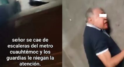 Hombre cae de escaleras en estación Cuauhtémoc; acusan a guardias de ignorarlo