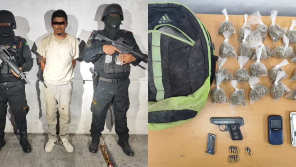 Arrestan a hombre armado y con droga en Sabinas Hidalgo.