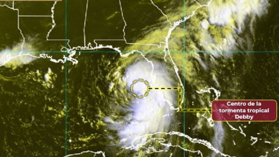 Imagen satelital tormenta Debby.