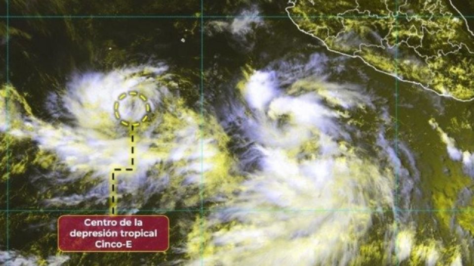 Imagen satelital de la depresión tropical Cinco-E.