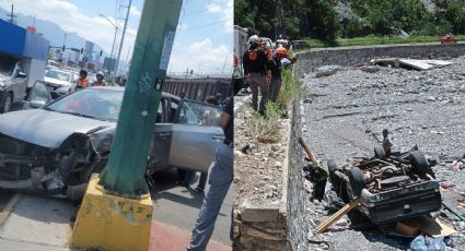 Conductor intenta ganarle el paso al tren y termina siendo embestido en Monterrey