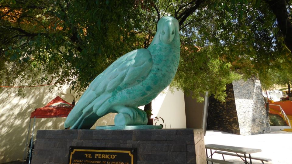 Perico, mascota de la Facultad de Ciencias de la Comunicación.