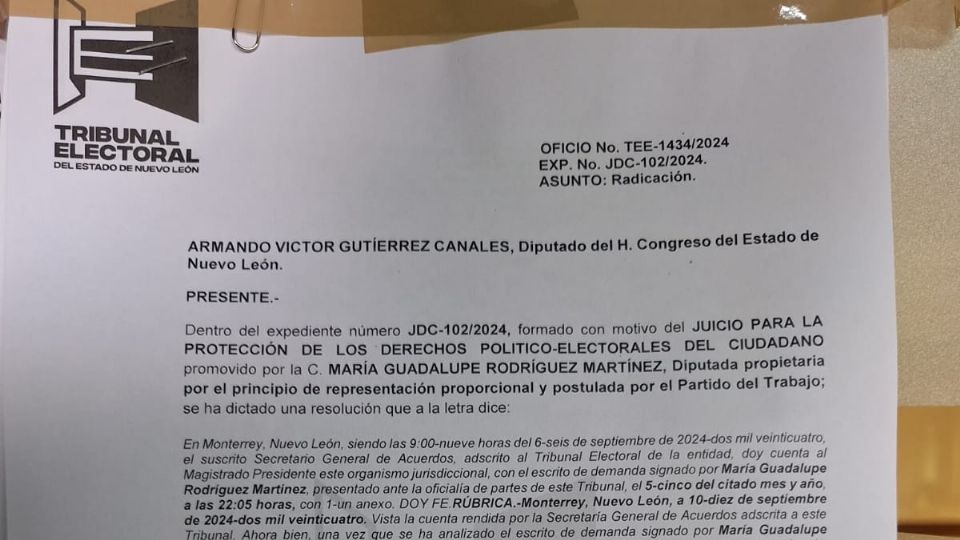 Documento del Tribunal Electoral