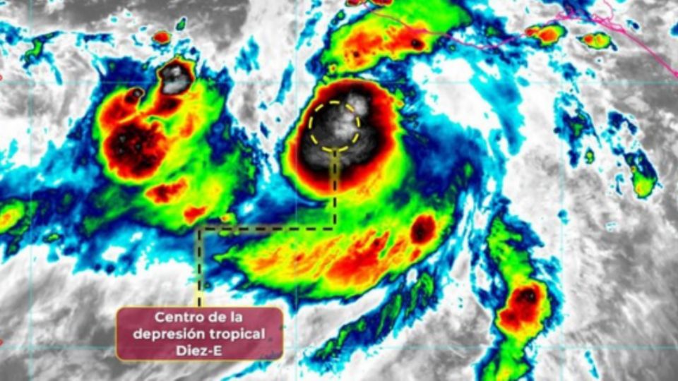 Imagen satelital de la depresión tropical Diez-E.