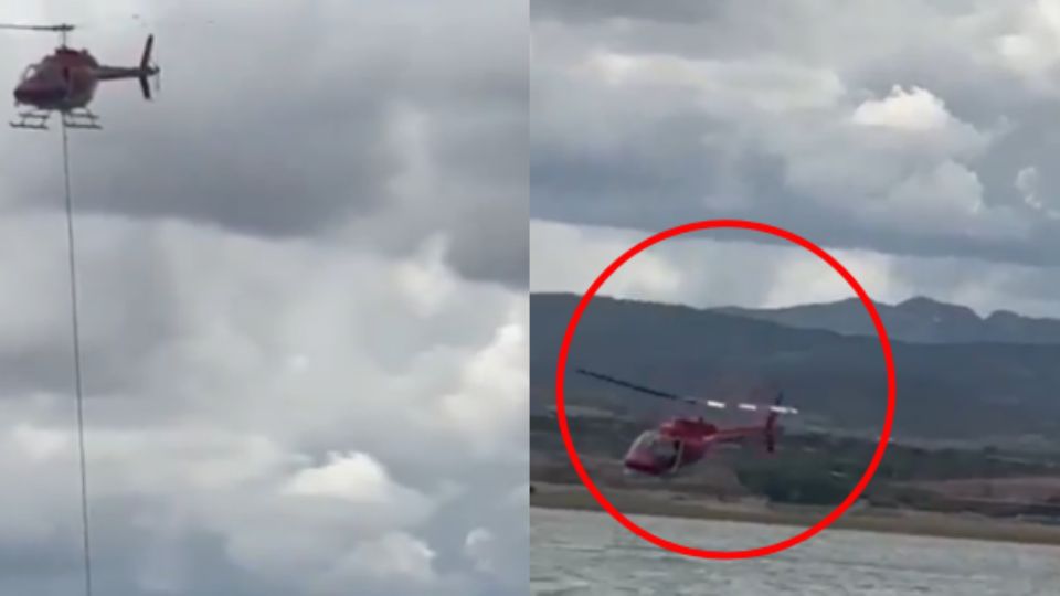 Helicóptero sobre la Presa Chihuahua.