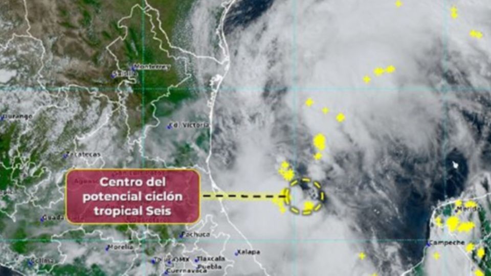 Imagen satelital del potencial ciclón tropical Seis.