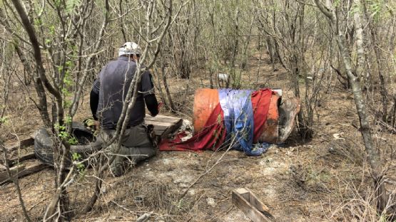 Hallan barril con restos óseos cerca del ejido La Retama