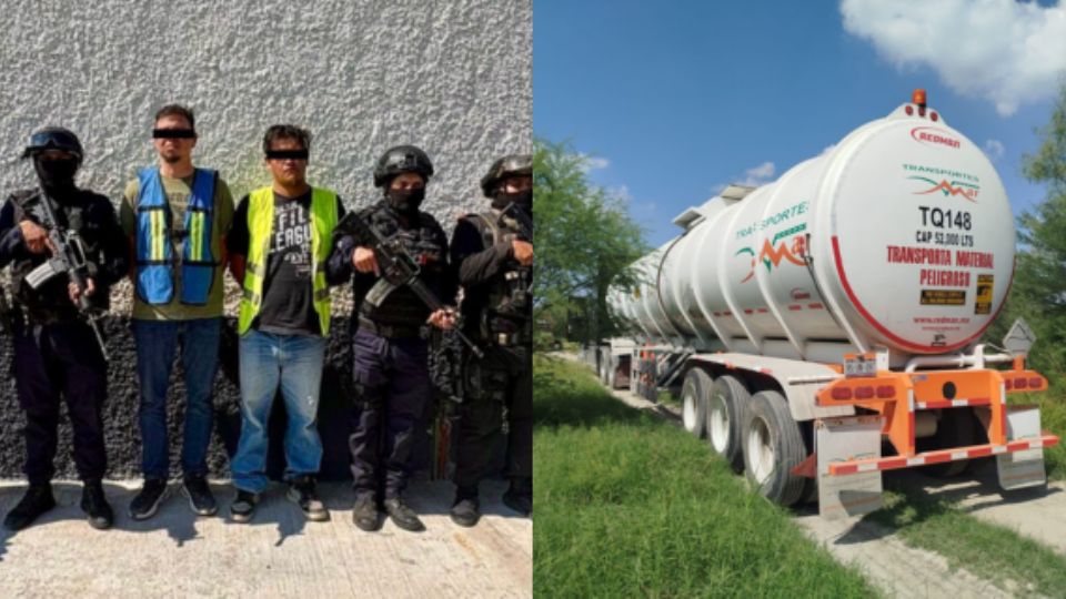 Hombres detenidos por huachicol.