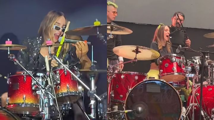 Belinda alarma a sus fans tras sufrir accidente tocando batería en concierto en CDMX