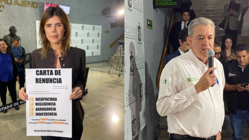 Claudia Caballero, diputada del PAN, y Hernán Villarreal, secretario de Movilidad.