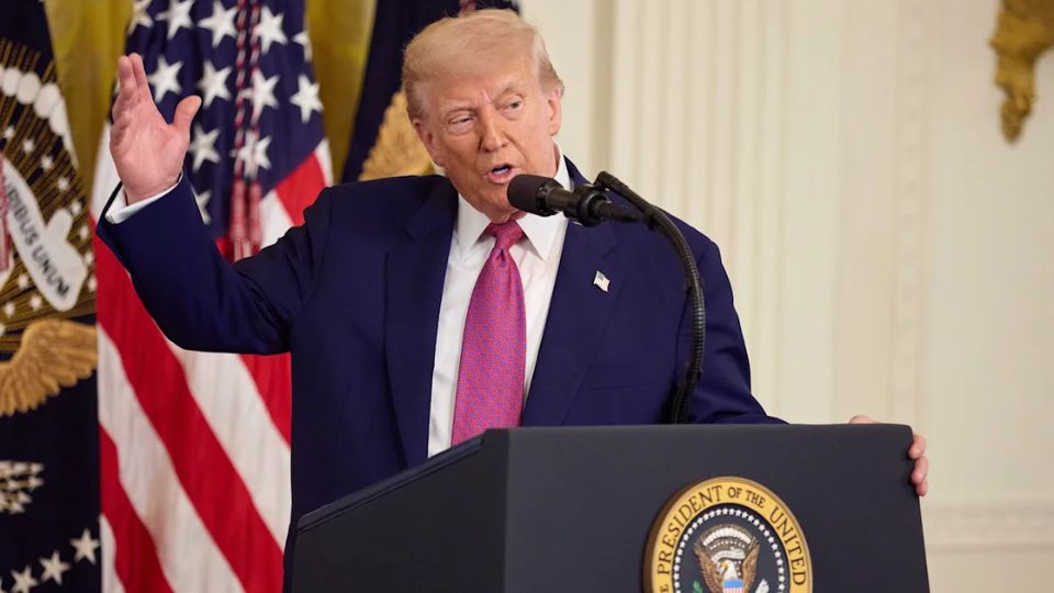 Trump en una conferencia de presa CREDITOS: Cortesía
