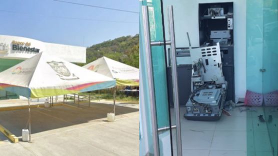 Presuntos ladrones dañan cajero del Banco del Bienestar en Montemorelos