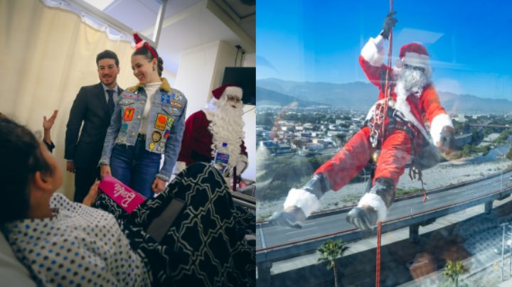 Santa Claus desciende desde lo alto del Hospital Materno Infantil para sorprender a pacientitos