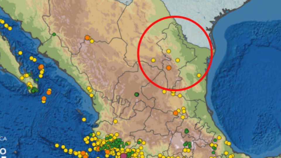 Mapa del registro de sismo durante enero 2025.