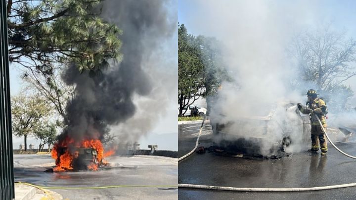 Se incendia camioneta en San Pedro; madre e hija resultan ilesas