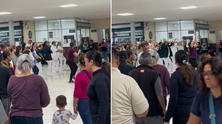 Médicos arman bailoterapia mientras pacientes esperan ser atendidos en Clínica 6 del IMSS