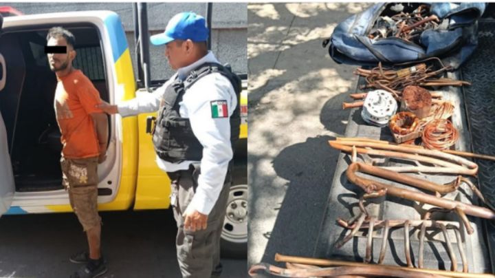 Detienen a hombre por robar cable de cobre de los aires acondicionados de un edificio en Monterrey