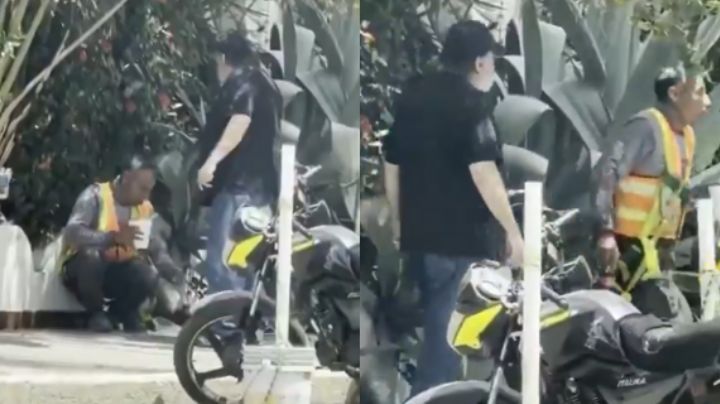 Video: Turista corre a trabajador que estaba comiendo en una banqueta, en Mazatlán