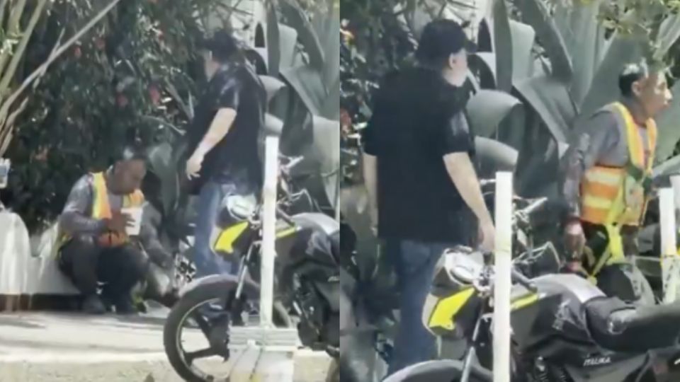 Momento en que turista corre a trabajador mexicano.