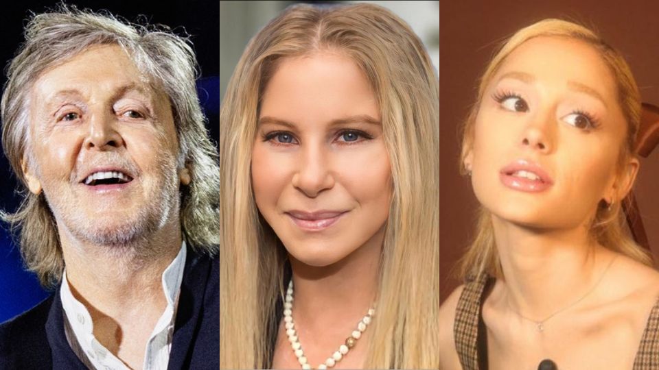 Paul McCartney (de izq. a der.), Barbra Streisand y Ariana Grande