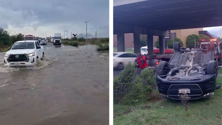 Fuertes lluvias en NL dejaron encharcamientos, volcaduras y deslaves