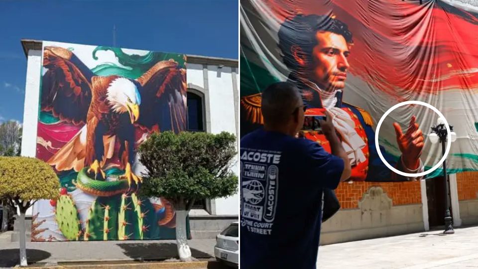 Murales hechos con IA instalados por el Gobierno de Tlaxcala