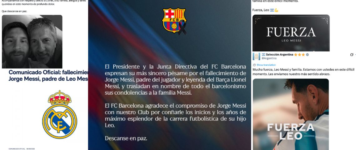 Barcelona, Real Madrid y el futbol mundial expresan sus condolencias por la muerte de Jorge Messi