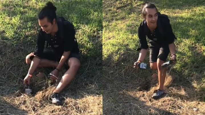 Joven entierra botellas de whisky en Fundidora días antes de Pa'l Norte