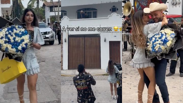 Joven le lleva serenata 'buchona' y flores a su novio; se vuelve viral