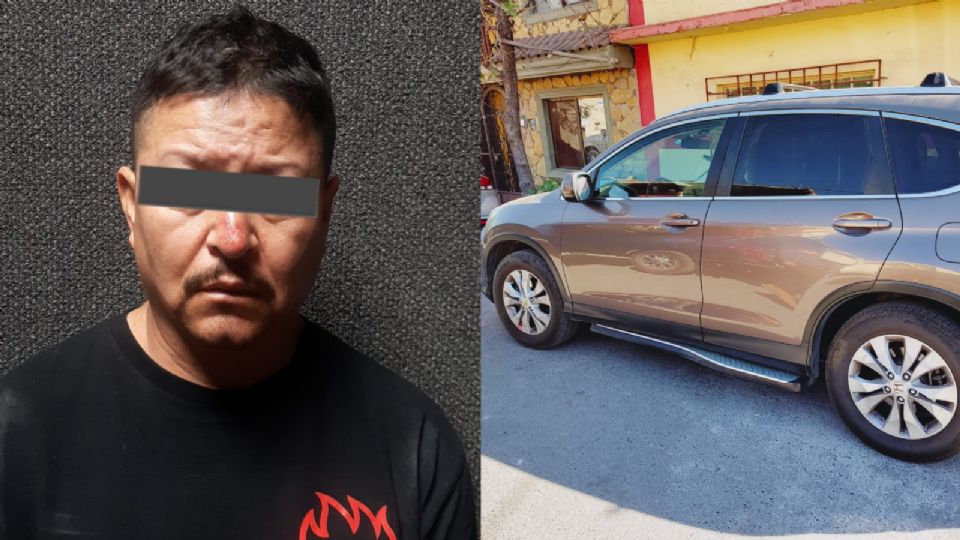 Detenido y vehículo asegurado. Foto: Especial