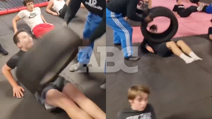 Entrenador de gimnasio se vuelve viral por 'llantazos' en el abdomen