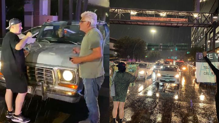 'Todos estamos sufriendo por el agua', automovilista intenta disuadir bloqueo en avenida Fundidora