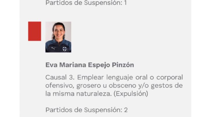 Rayadas: Castigan con 2 juegos a Eva Espejo por expulsión en Semifinal