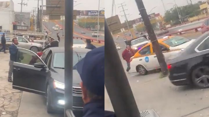 Taxistas golpean y atropellan a colega por disputa de base en Monterrey
