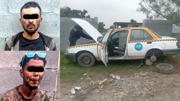 Roban taxi, lo esconden en predio, y lo desmantelan en Escobedo