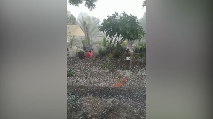 Se registra caída de granizo en Galeana, NL