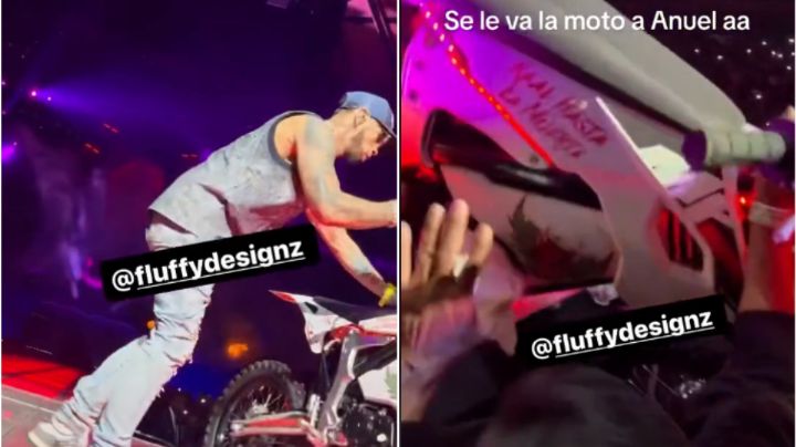 Anuel AA avienta por accidente su motocicleta al público, en pleno concierto