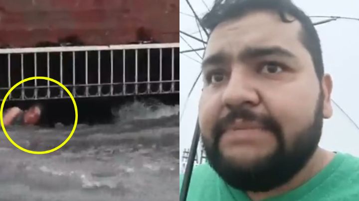 Reportero salva a hombre de ser arrastrado por la corriente en plena transmisión