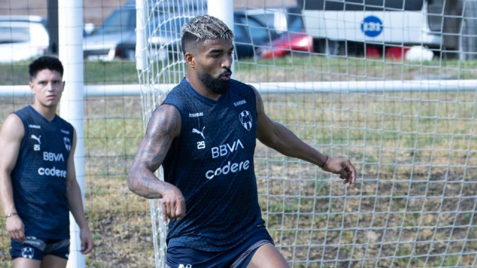 Rodrigo Aguirre, en una imagen de archivo, durante un entrenamiento de Rayados