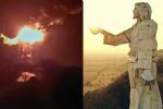 Cae rayo y destruye estructura de Cristo Pescador en Chiapas