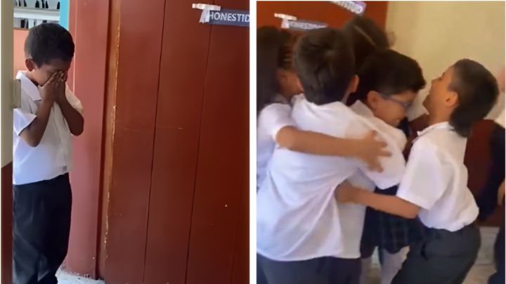 Niño llora porque sus compañeros le organizaron una fiesta de cumpleaños