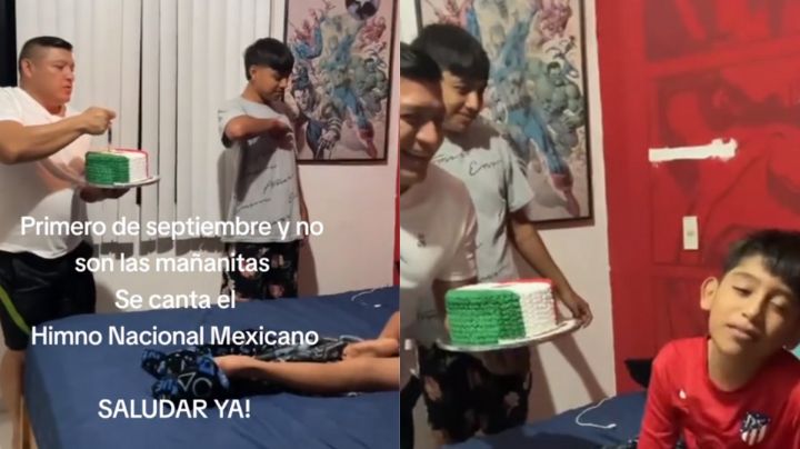 ¡Oh patria! Cantan Himno Nacional a niño por cumplir años en septiembre