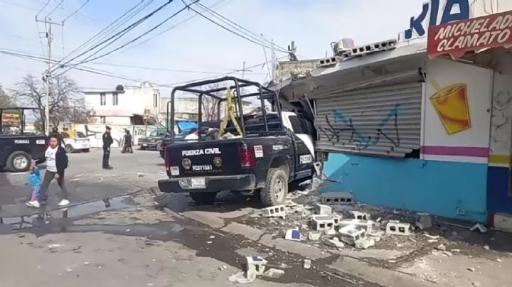 Muere policía de Fuerza Civil tras impactar unidad contra negocio en Juárez