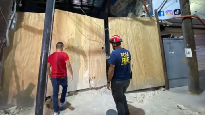 Se derrumba barda de una construcción en el centro de Monterrey; 2 trabajadores quedan heridos